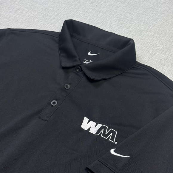 Nike Waste Management Golf Polo Shirt Mens Large Black Dri-FIT Performance